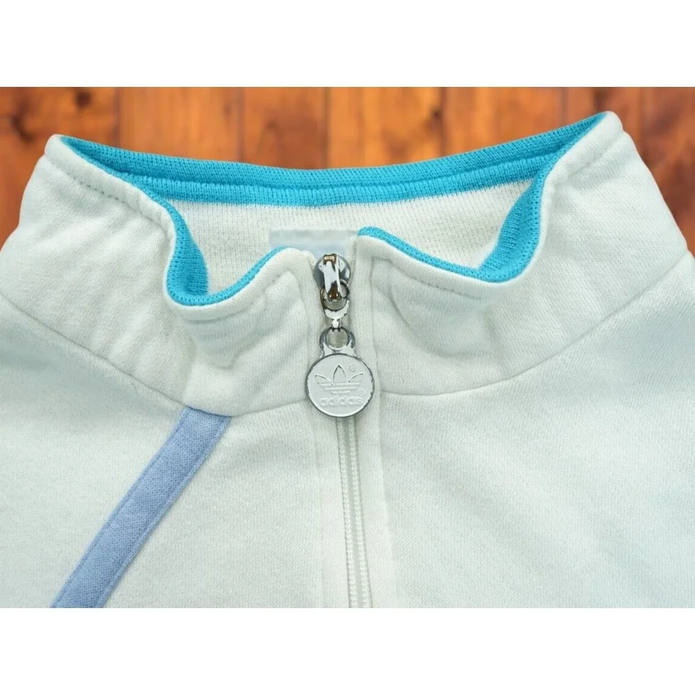 Vintage Adidas Unisex‎ Track Jacket Size M  White Stripe Full Zip Pockets Rare